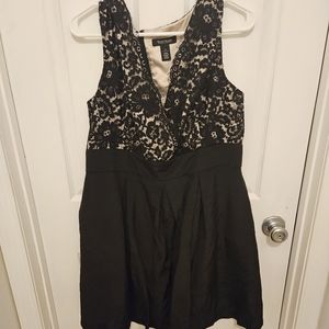 White House Black Market Black and Cream Lace Mini Dress